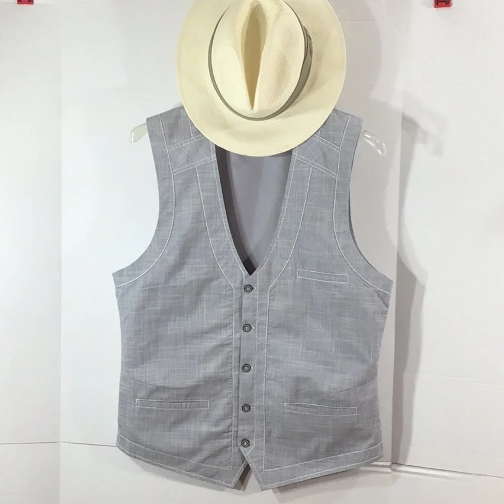 Buckle Black gray/white slim fit vest M